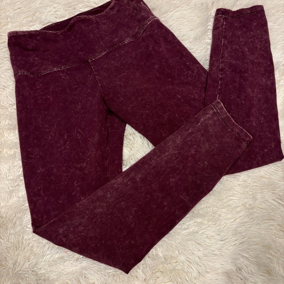 Victoria Secret PINK Cotton Washed Orchid Maroon High Waist Legging Logo Med - Picture 7 of 14